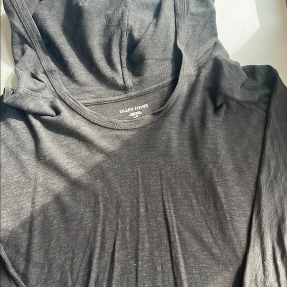 Eileen Fisher Gray Hooded Top - Picture 1 of 5
